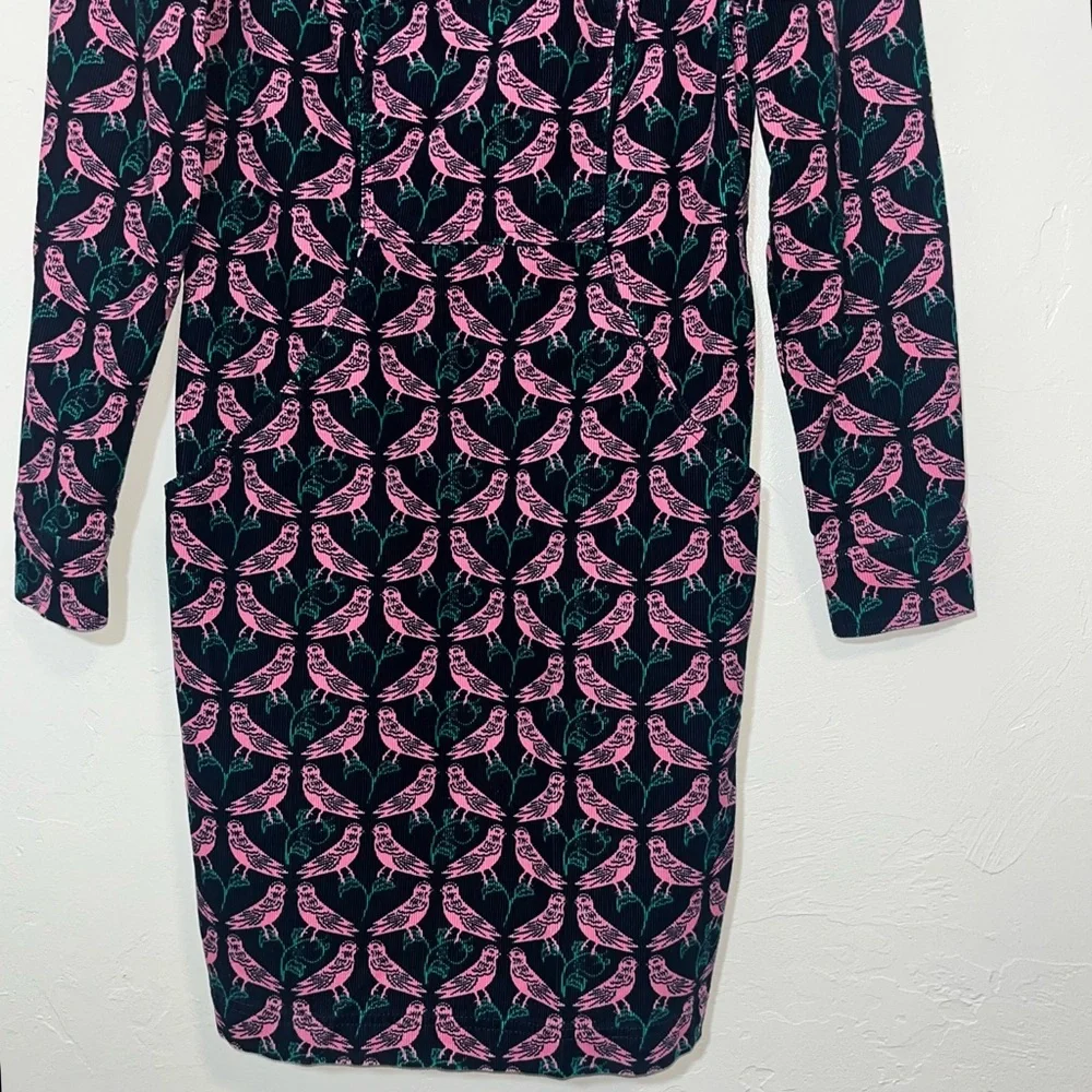 Boden Pink Lovebird Print Corduroy Sheath Dress Size 6 Small - Picture 7 of 15